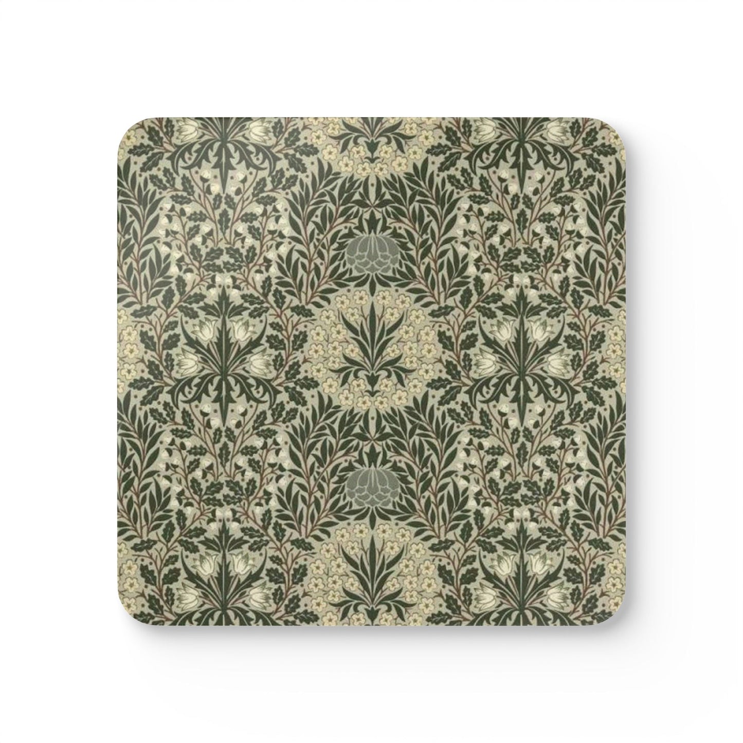 William Morris Daisy & Oak Cork Coasters Set - 3.75 Inch Square