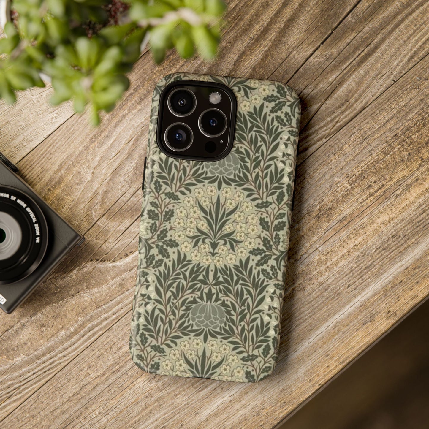 William Morris iPhone Tough Case - Daisy and Oak Dual Layer Floral Pattern