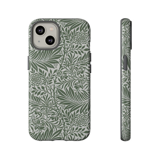 Botanical Sage Tough Phone Case — Floral Leaf Pattern Protective Cover