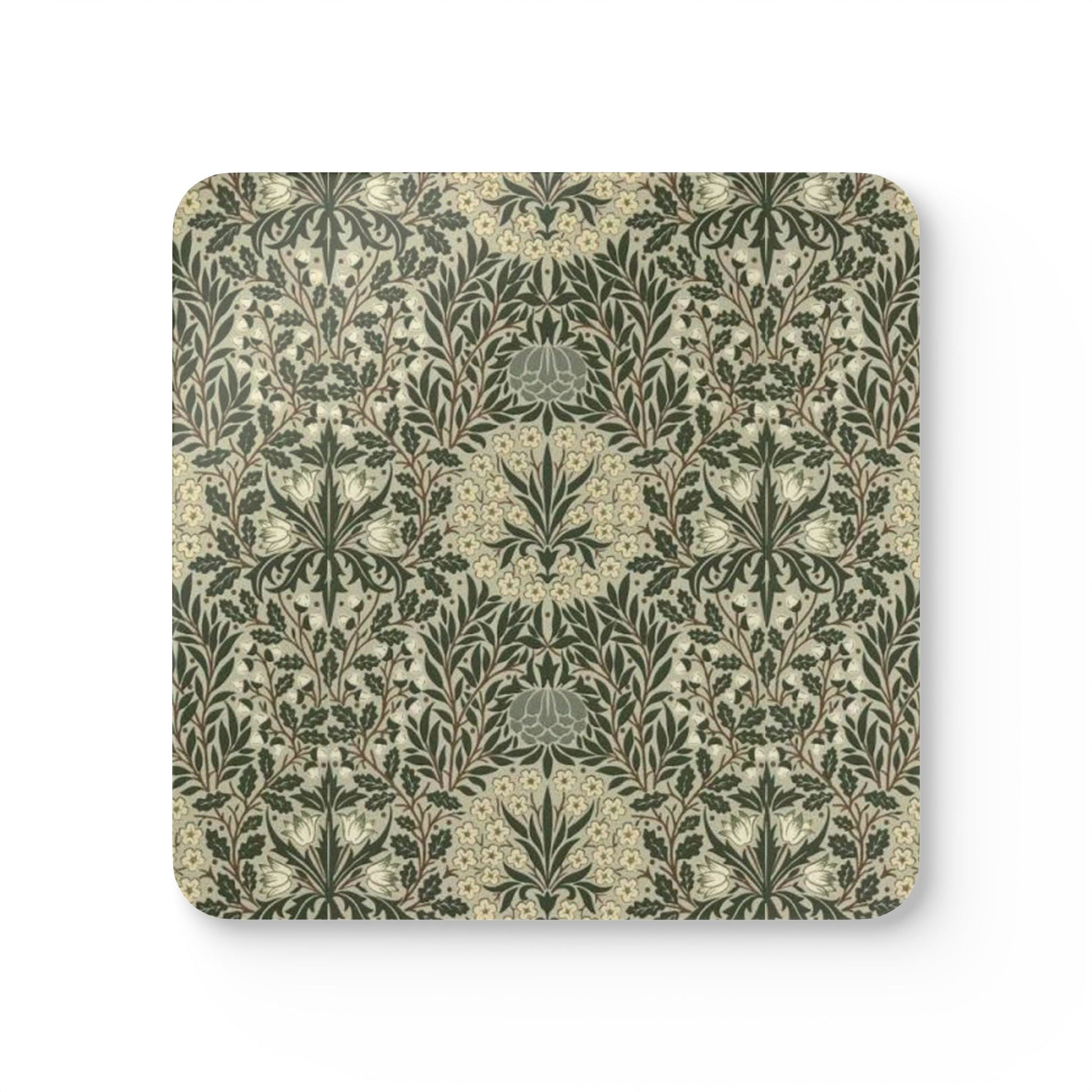 William Morris Daisy & Oak Cork Coasters Set - 3.75 Inch Square