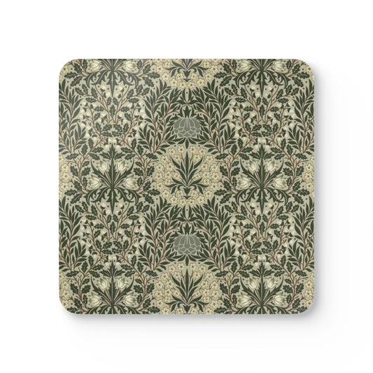 William Morris Daisy & Oak Cork Coasters Set - 3.75 Inch Square