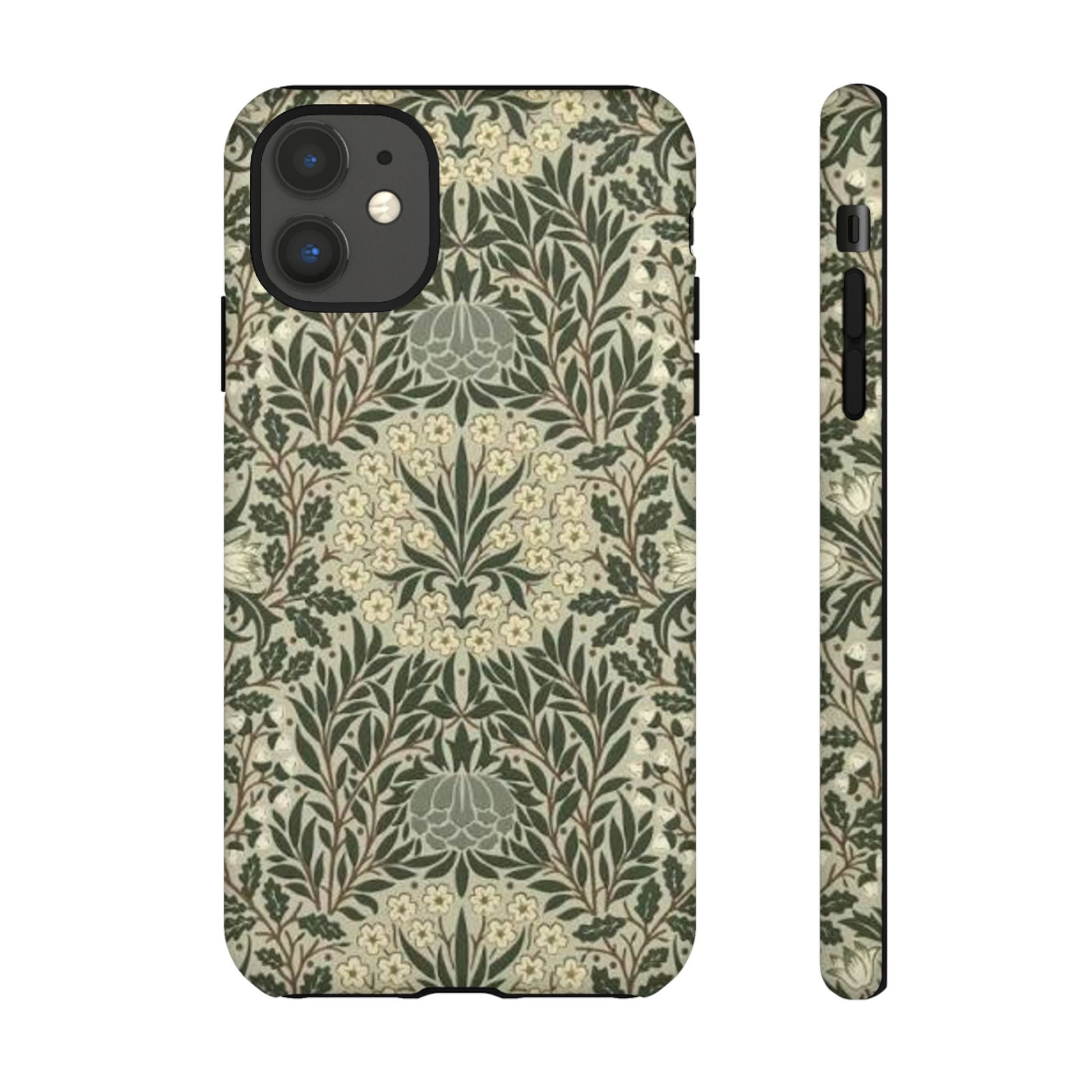 William Morris iPhone Tough Case - Daisy and Oak Dual Layer Floral Pattern