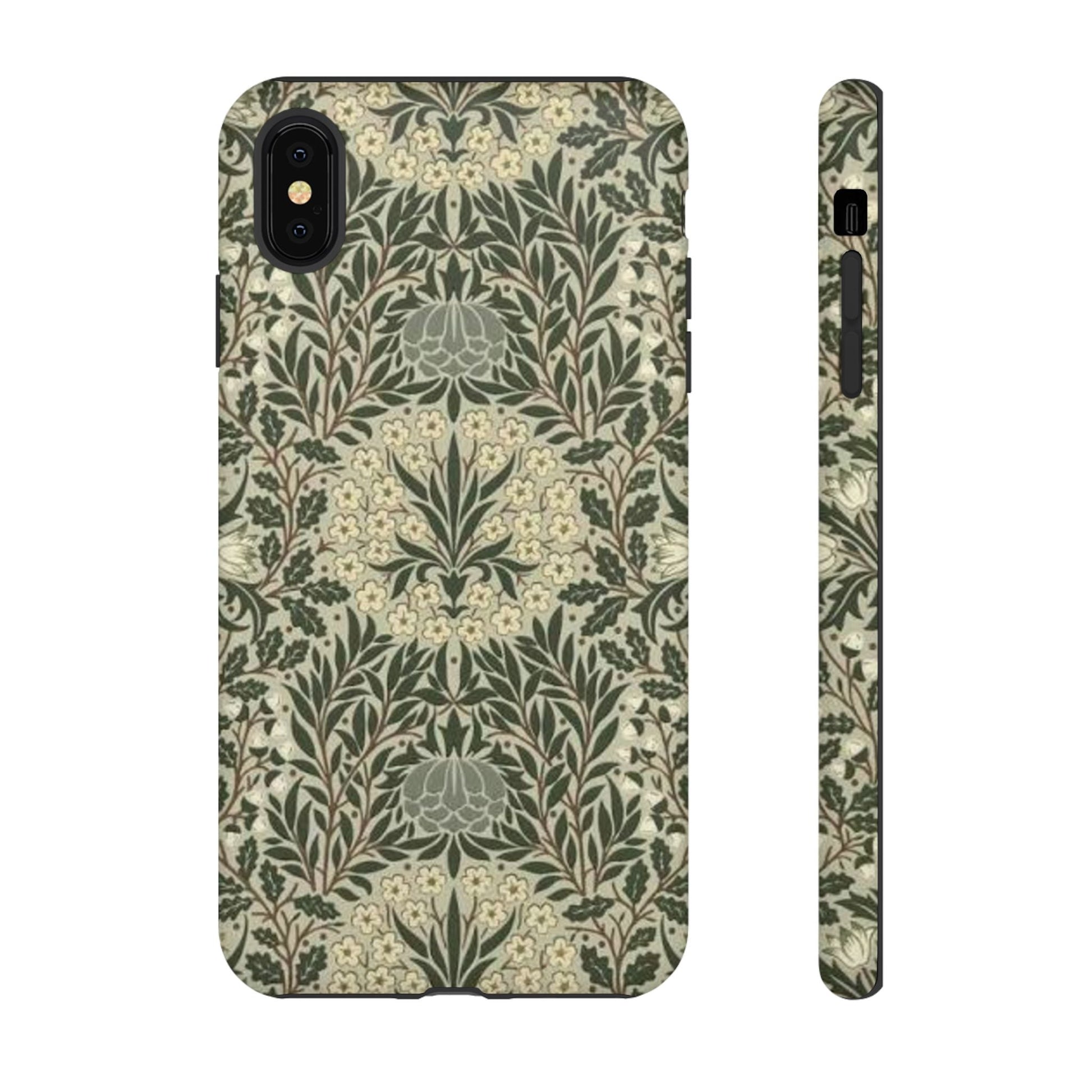 William Morris iPhone Tough Case - Daisy and Oak Dual Layer Floral Pattern