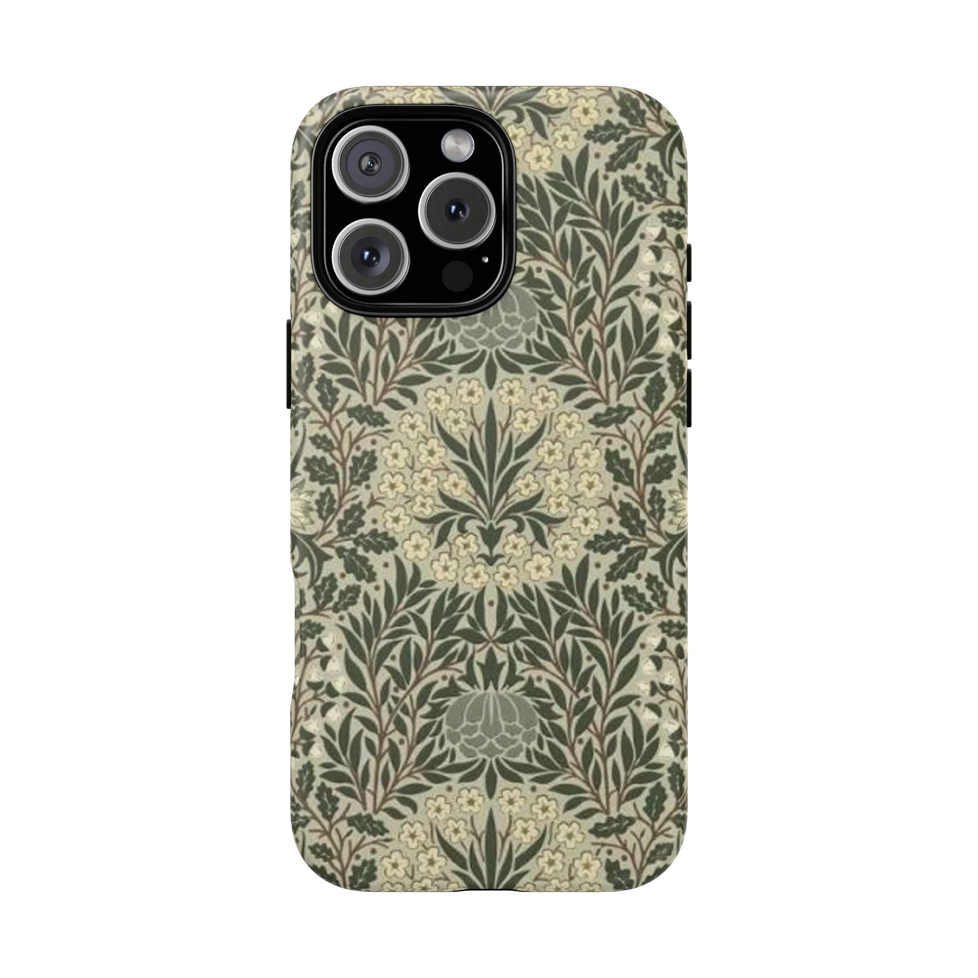 William Morris iPhone Tough Case - Daisy and Oak Dual Layer Floral Pattern