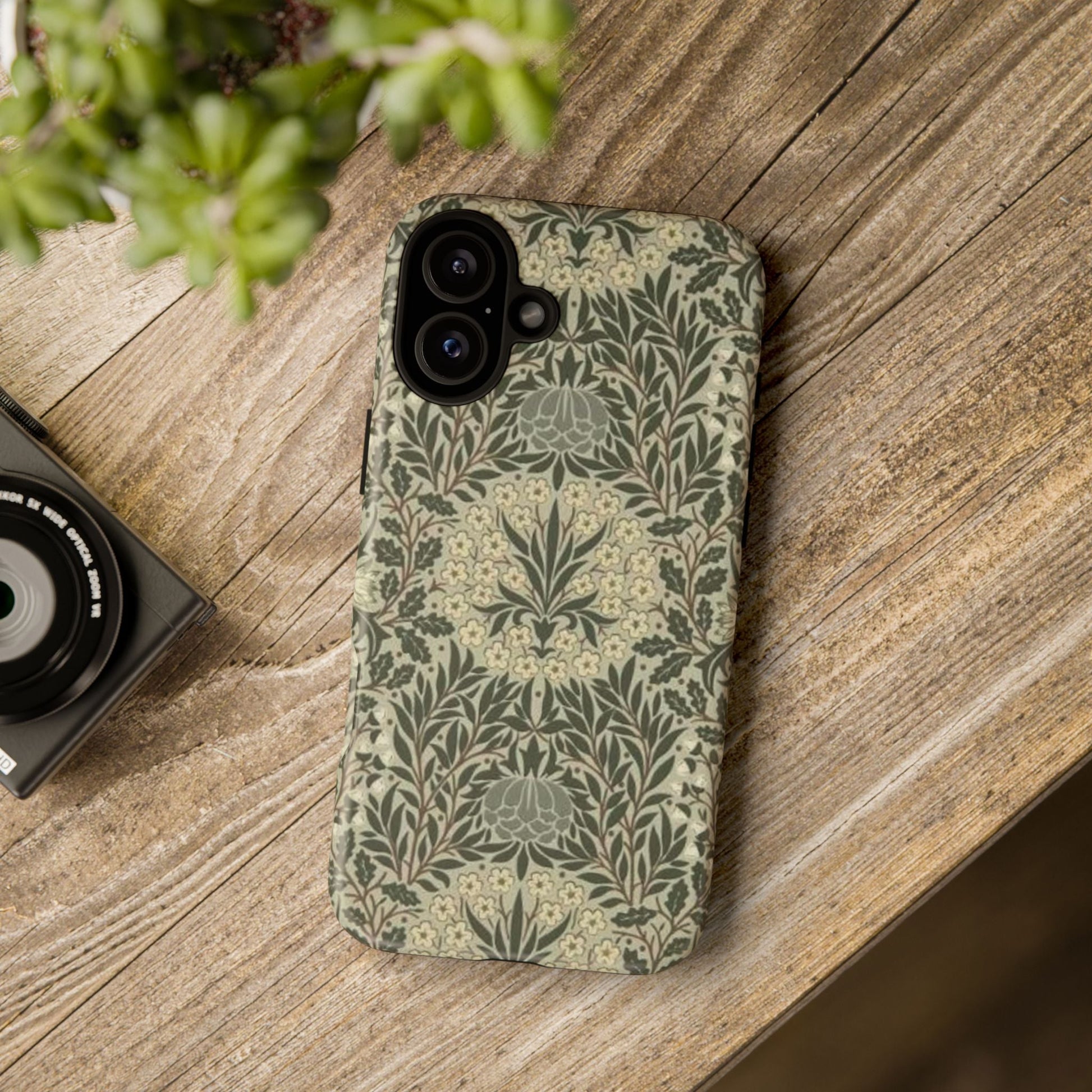 William Morris iPhone Tough Case - Daisy and Oak Dual Layer Floral Pattern