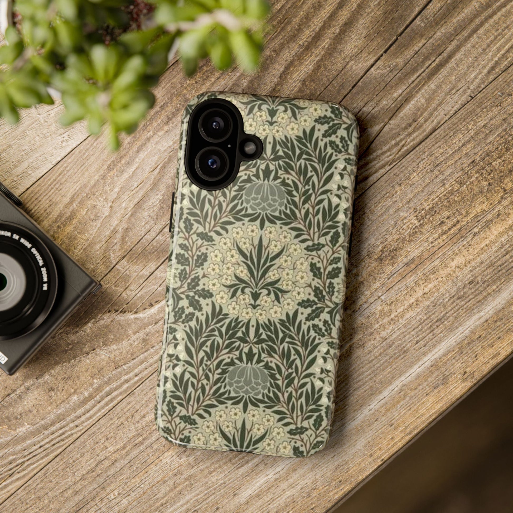 William Morris iPhone Tough Case - Daisy and Oak Dual Layer Floral Pattern