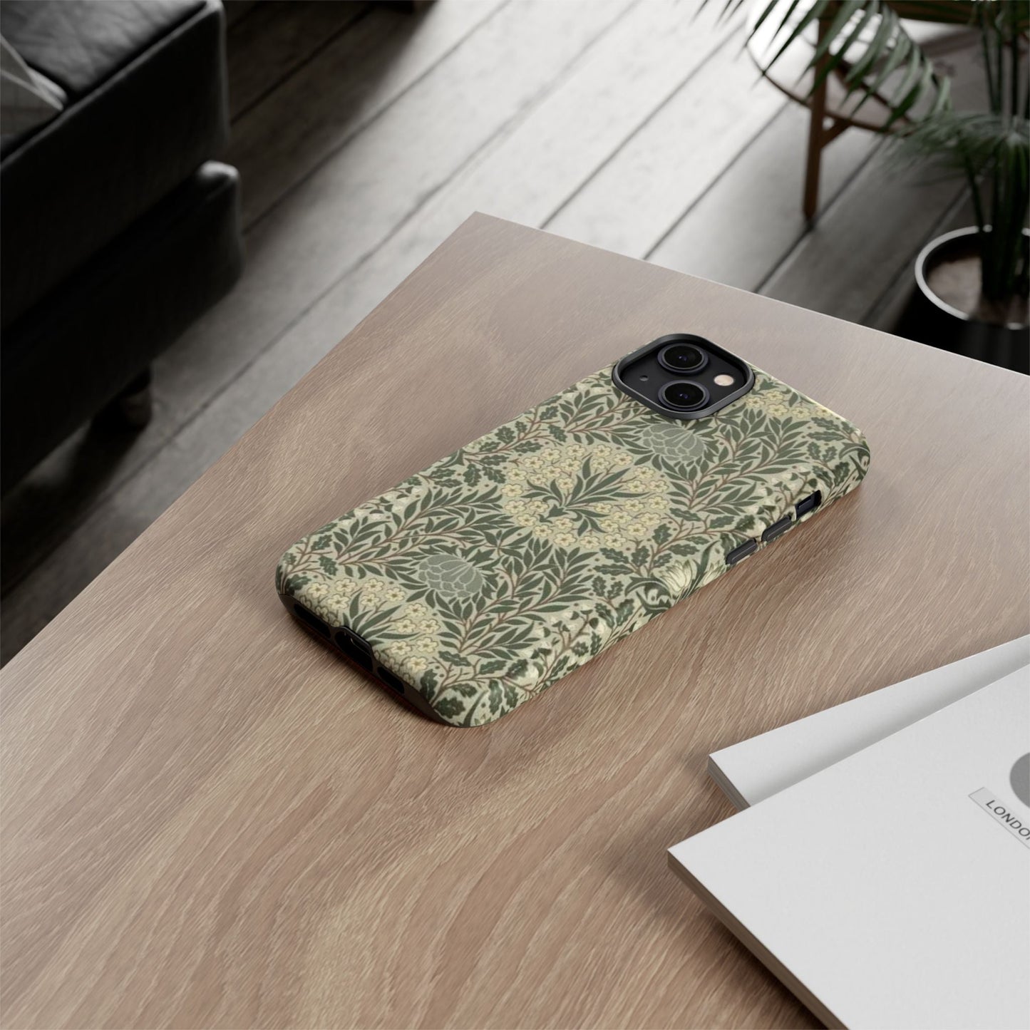 William Morris iPhone Tough Case - Daisy and Oak Dual Layer Floral Pattern