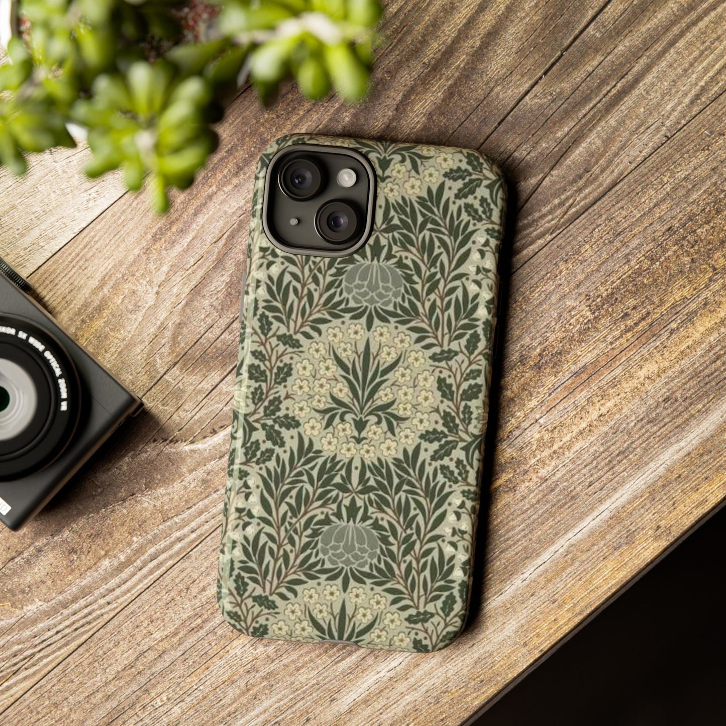 William Morris iPhone Tough Case - Daisy and Oak Dual Layer Floral Pattern