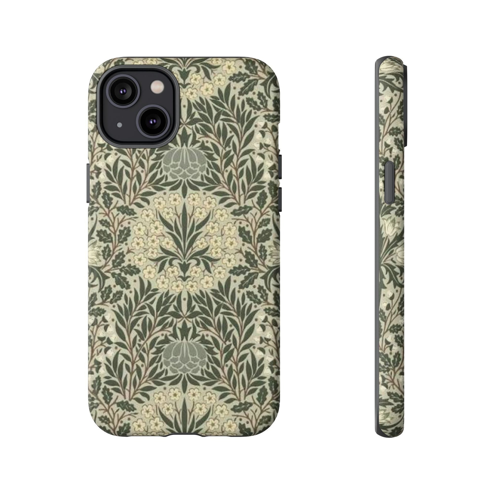 William Morris iPhone Tough Case - Daisy and Oak Dual Layer Floral Pattern