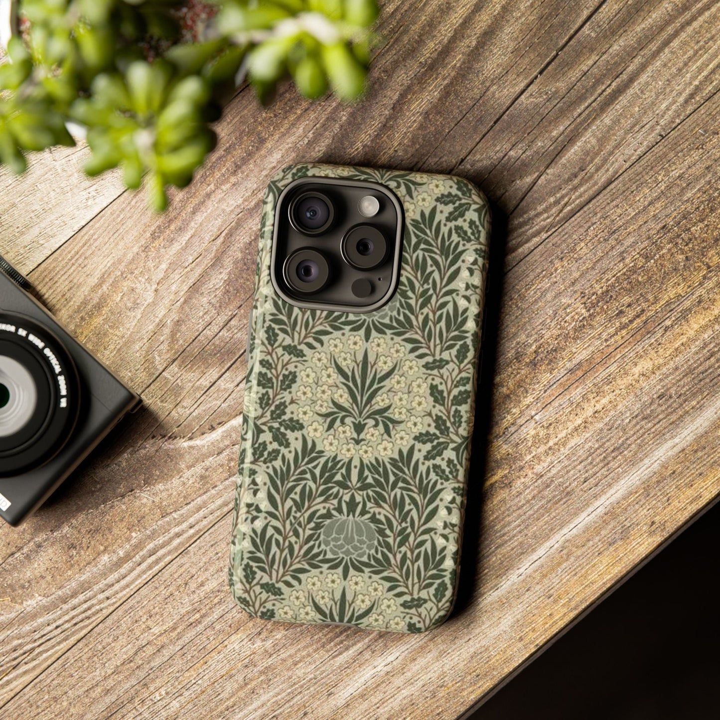 William Morris iPhone Tough Case - Daisy and Oak Dual Layer Floral Pattern