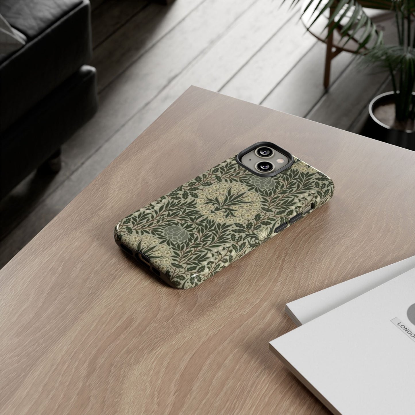 William Morris iPhone Tough Case - Daisy and Oak Dual Layer Floral Pattern