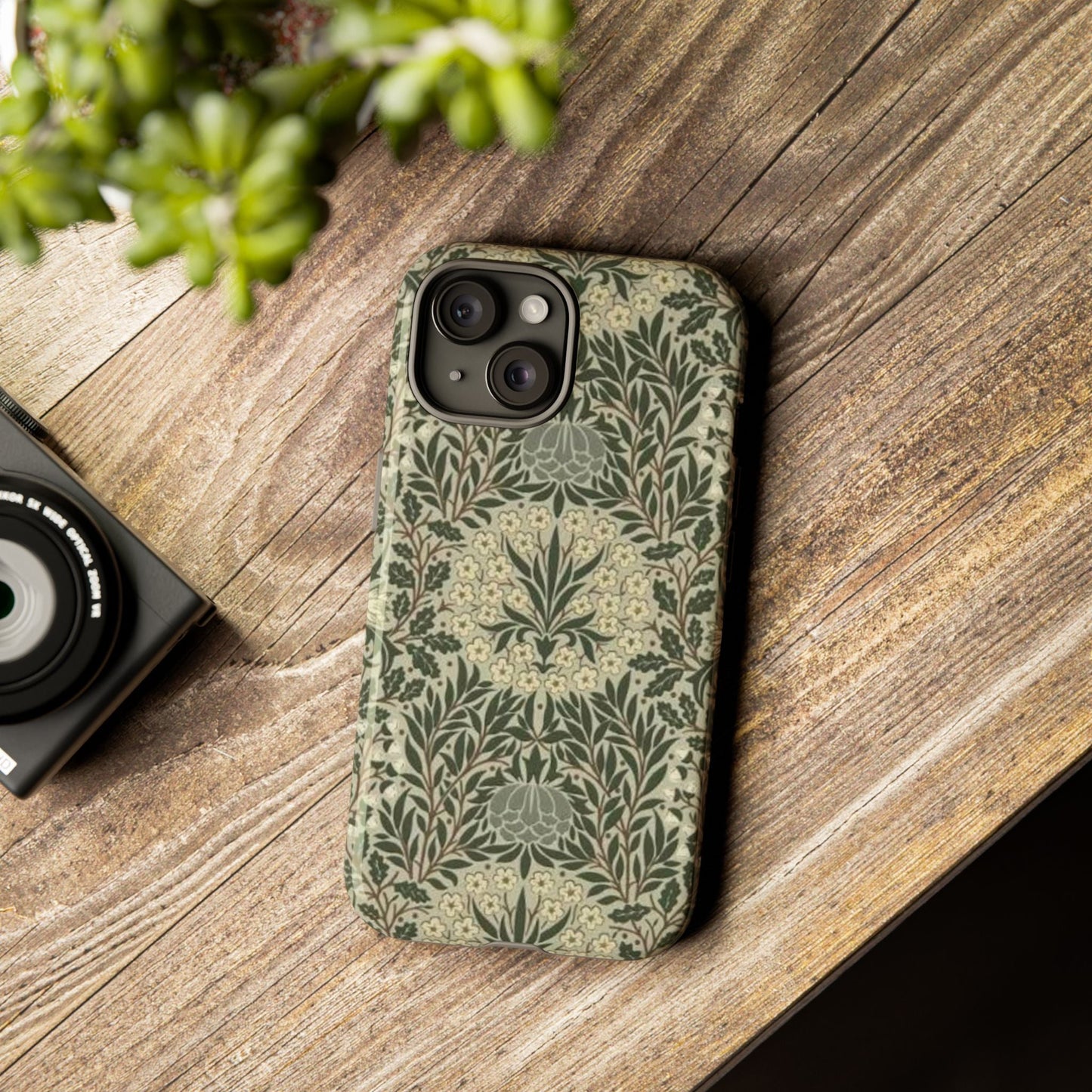 William Morris iPhone Tough Case - Daisy and Oak Dual Layer Floral Pattern