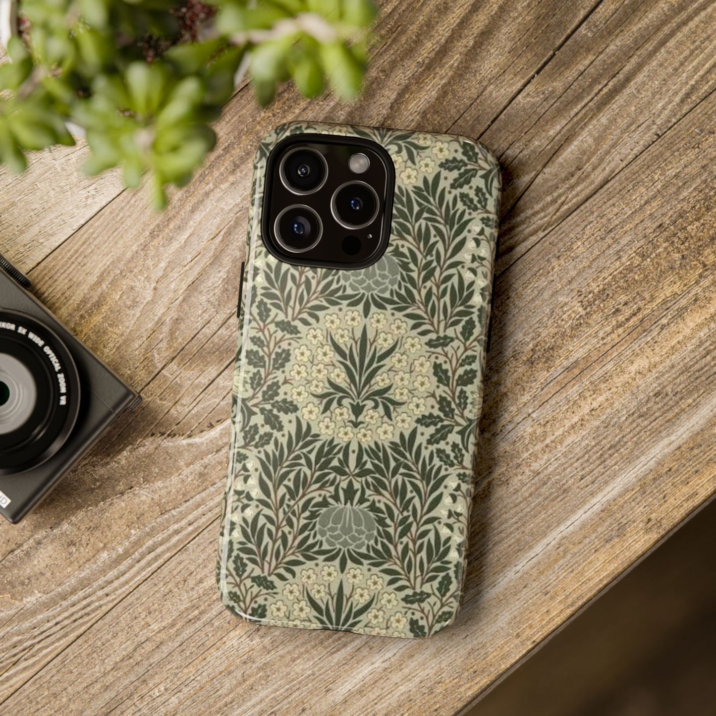 William Morris iPhone Tough Case - Daisy and Oak Dual Layer Floral Pattern