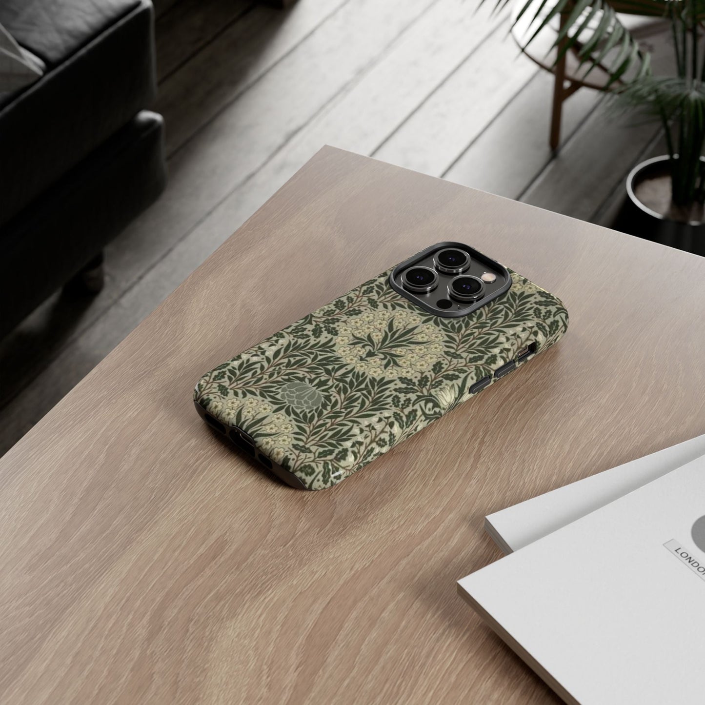 William Morris iPhone Tough Case - Daisy and Oak Dual Layer Floral Pattern
