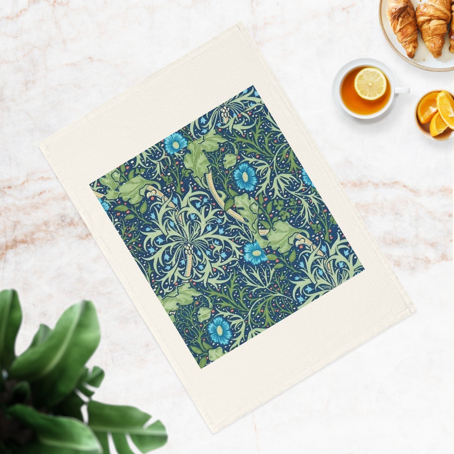 William Morris Kitchen Tea Towel - Seaweed Design