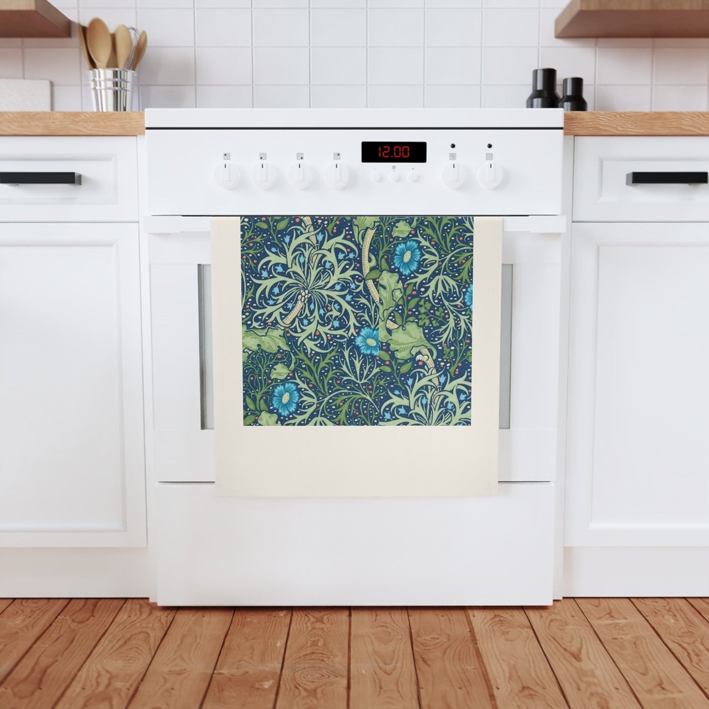William Morris Kitchen Tea Towel - Seaweed Design