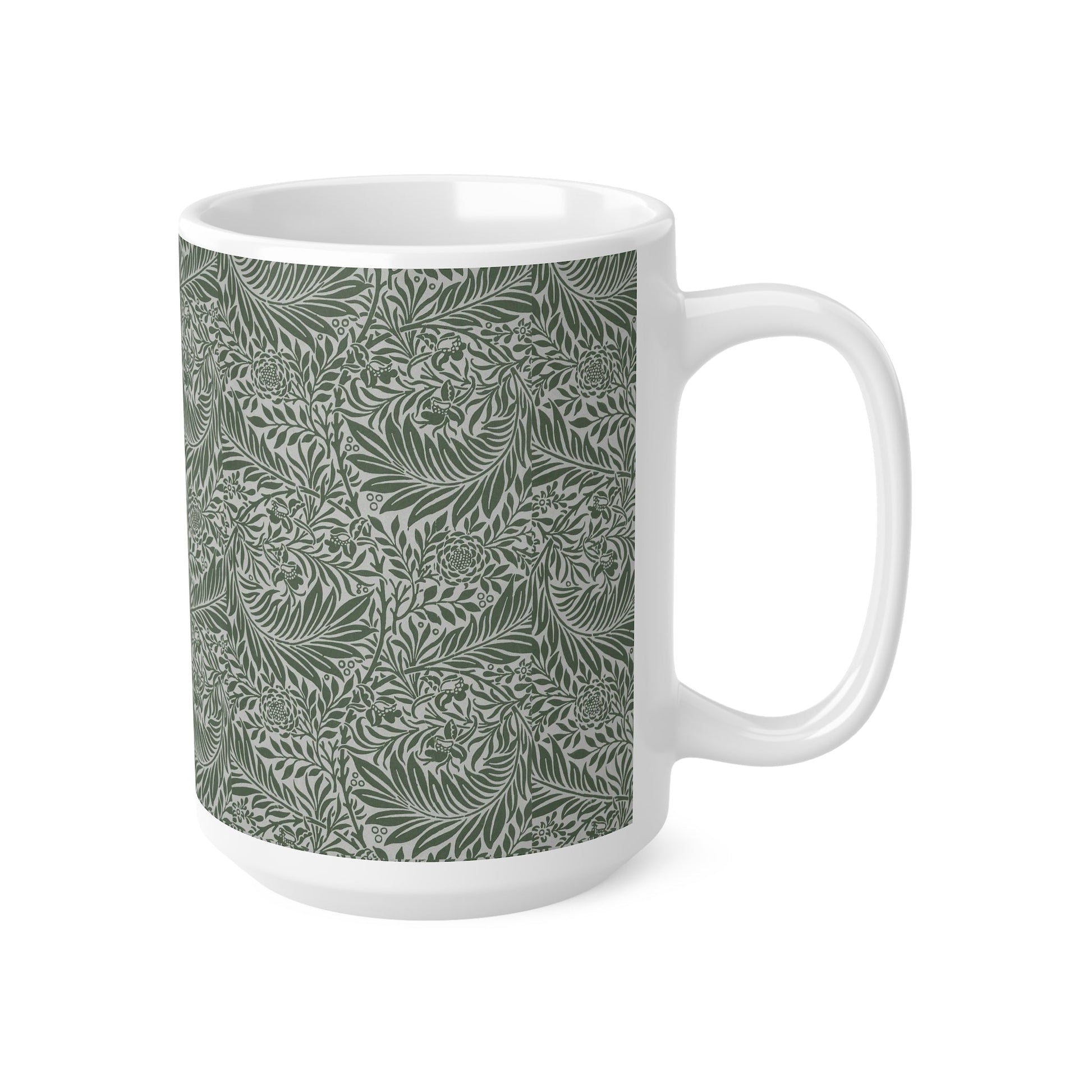 William Morris Larkspur Green Ceramic Coffee Mug — 11oz & 15oz