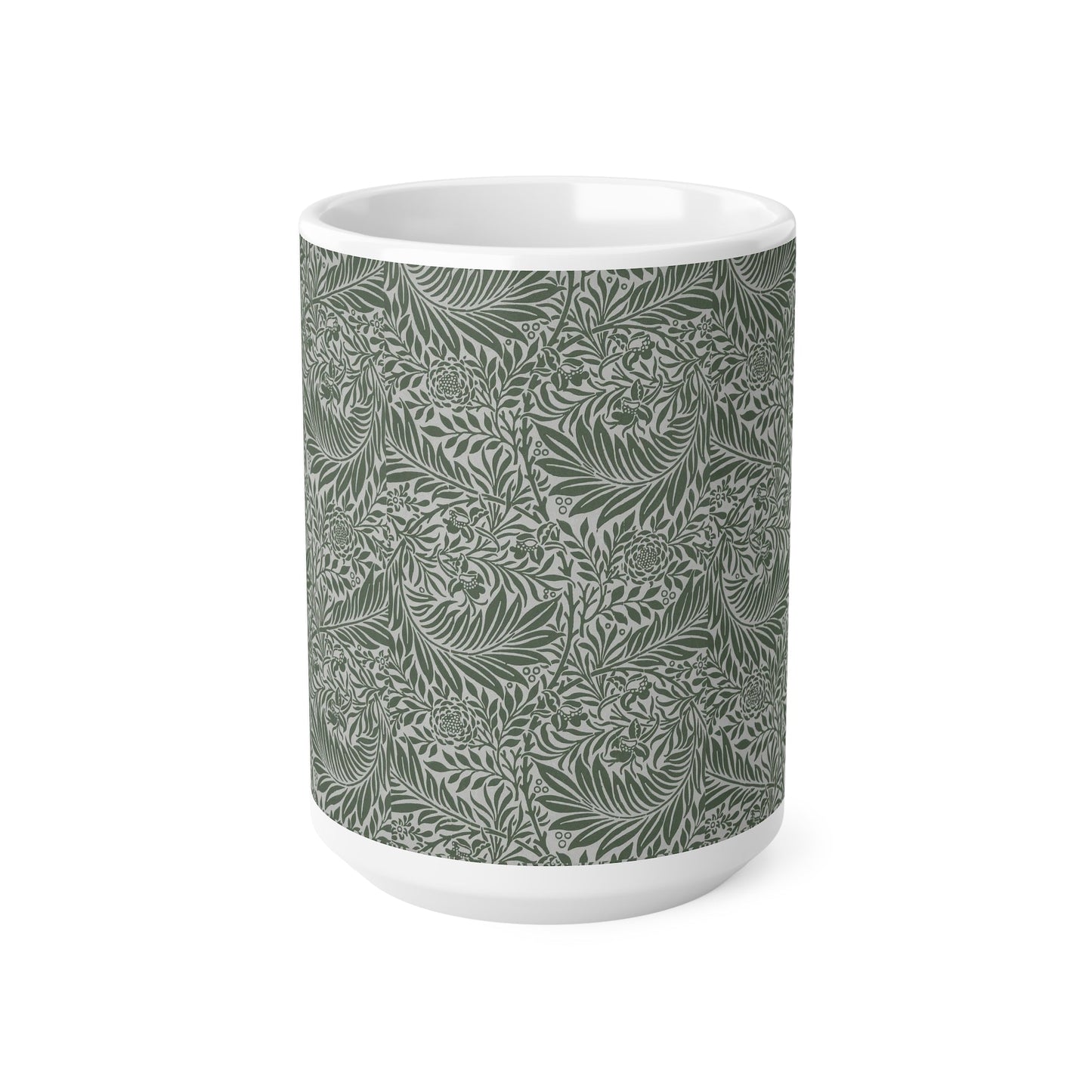 William Morris Larkspur Green Ceramic Coffee Mug — 11oz & 15oz