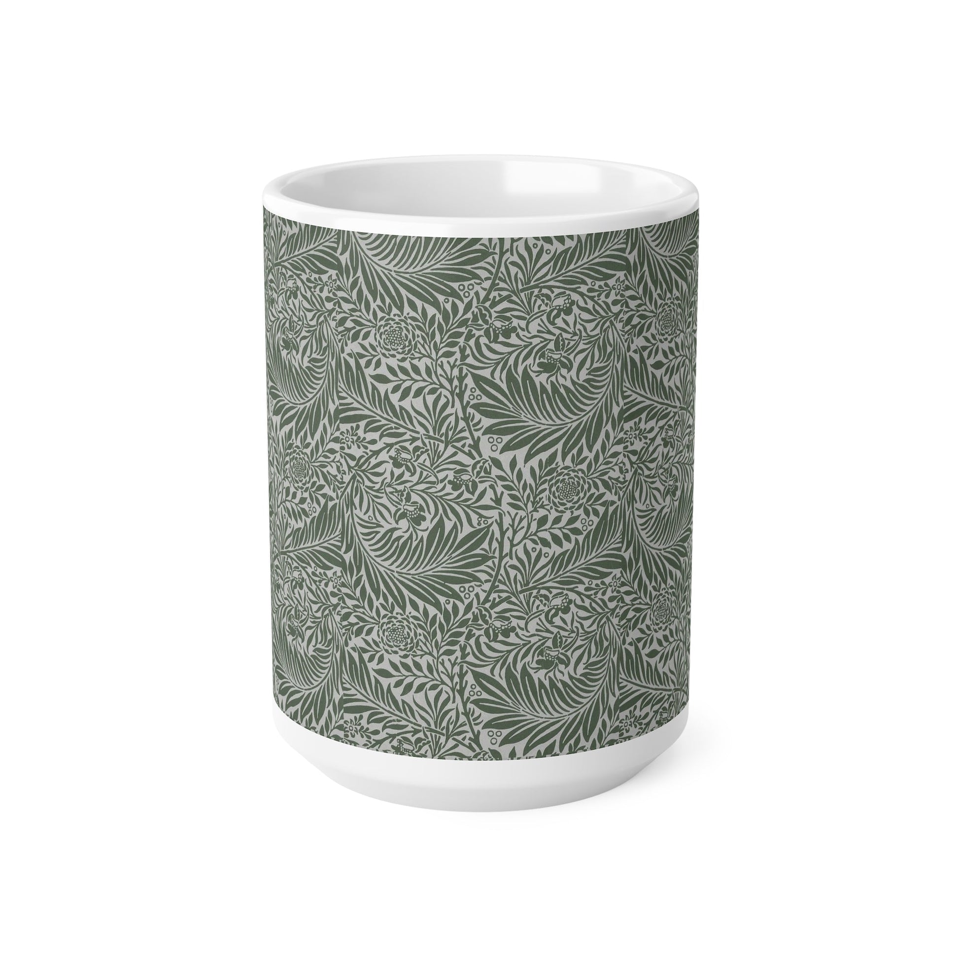 William Morris Larkspur Green Ceramic Coffee Mug — 11oz & 15oz