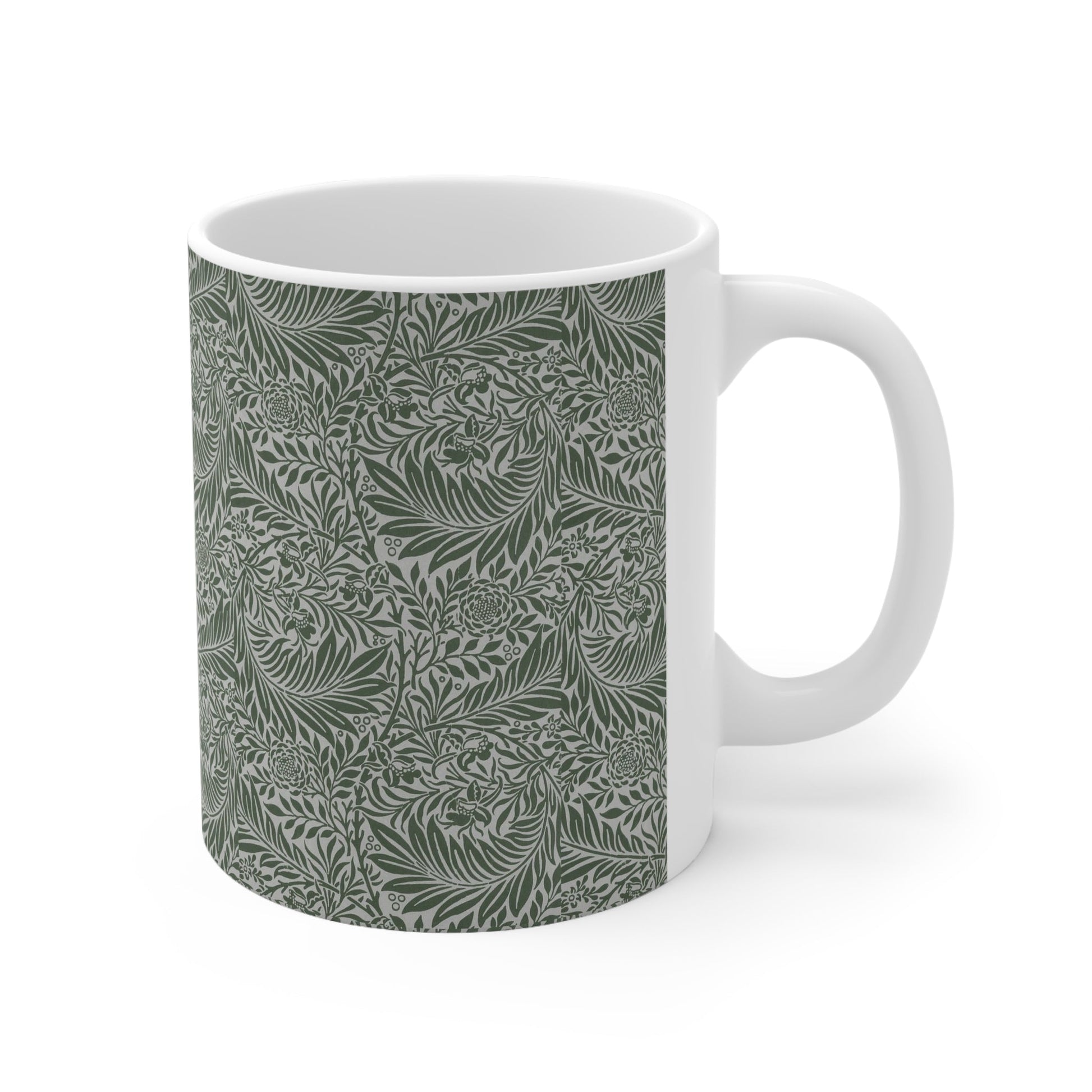 William Morris Larkspur Green Ceramic Coffee Mug — 11oz & 15oz