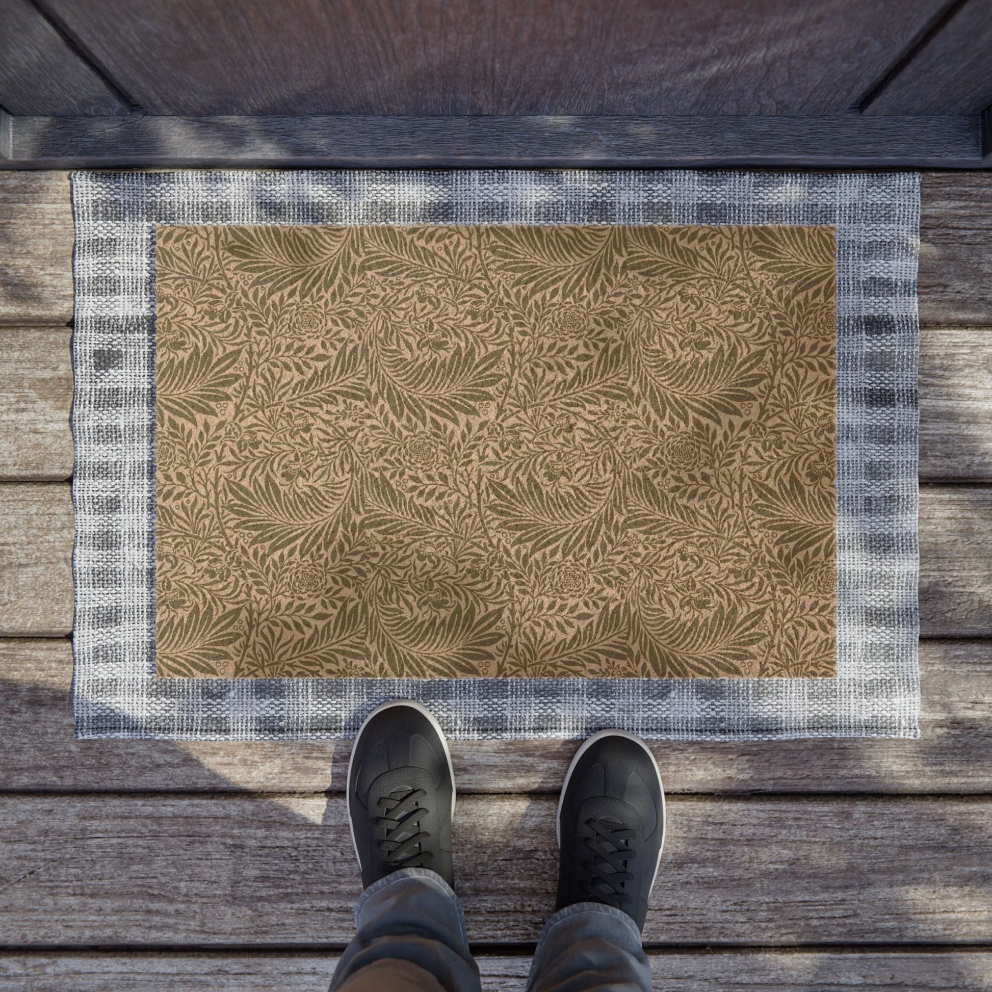 William Morris Larkspur Green Coir Fern Doormat