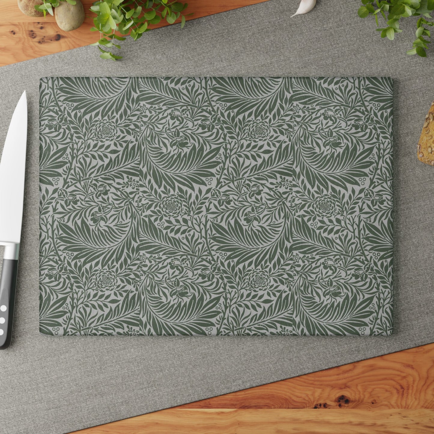 William Morris Larkspur Green Glass Cutting Board