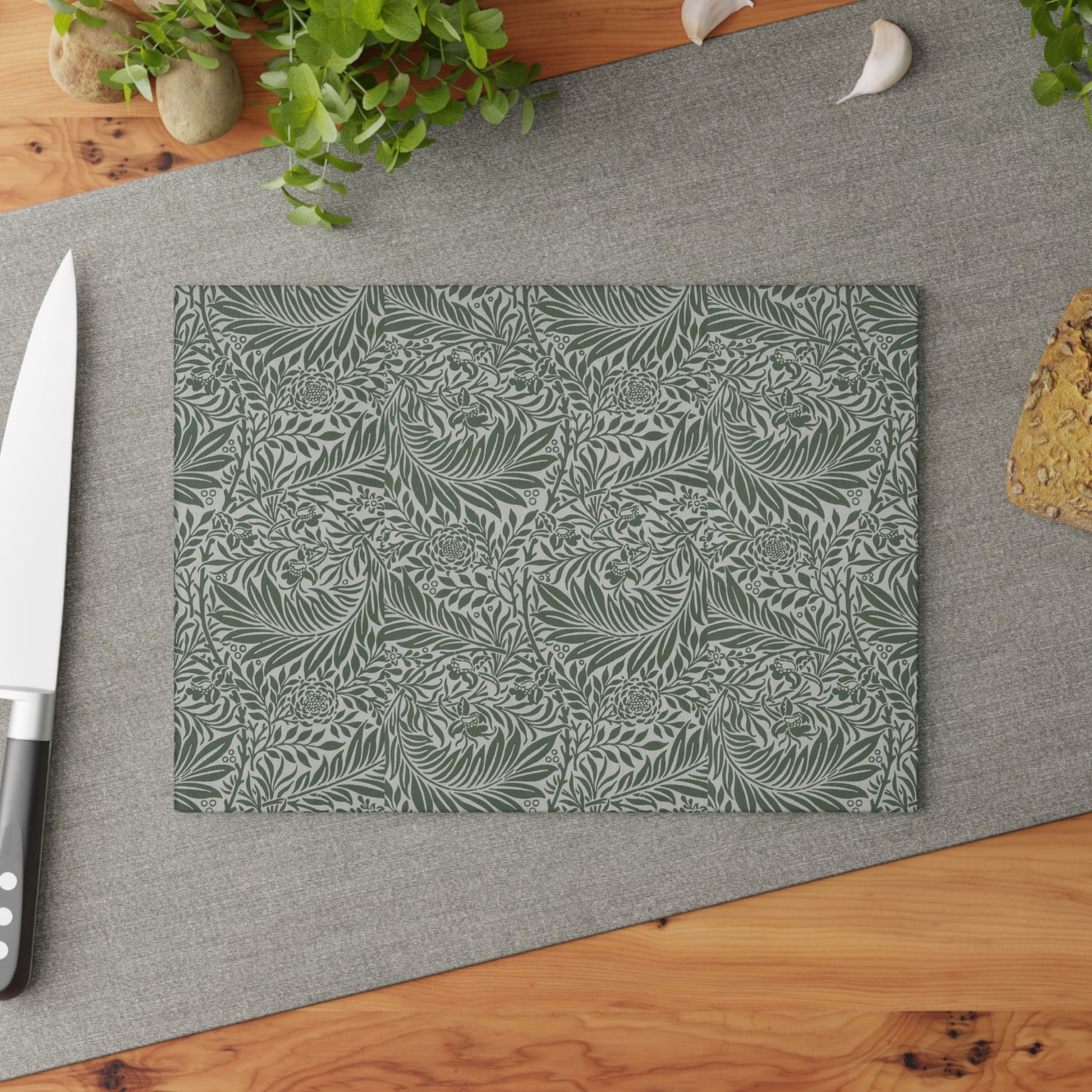 William Morris Larkspur Green Glass Cutting Board