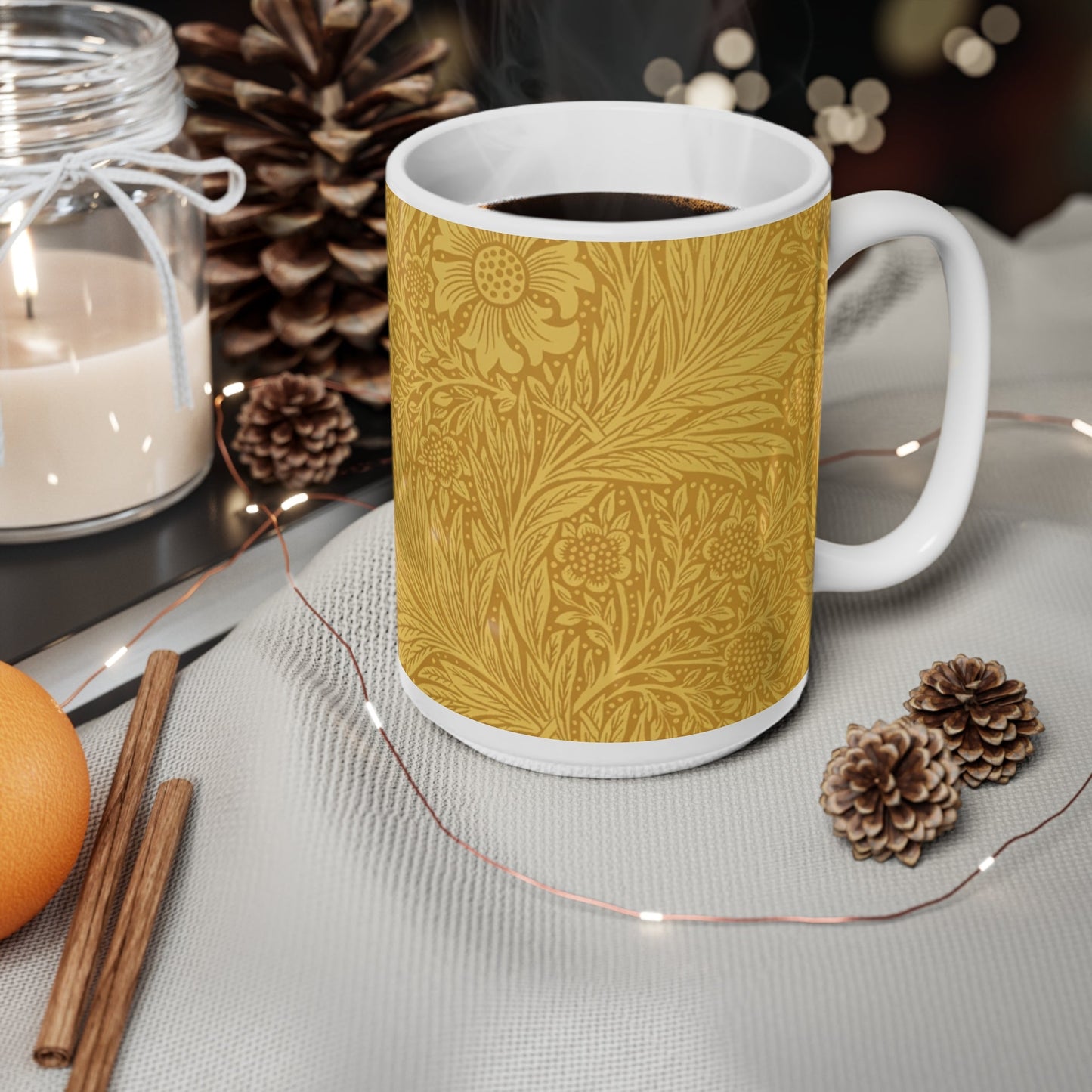 William Morris Marigold Ceramic Coffee Mug — 11oz & 15oz