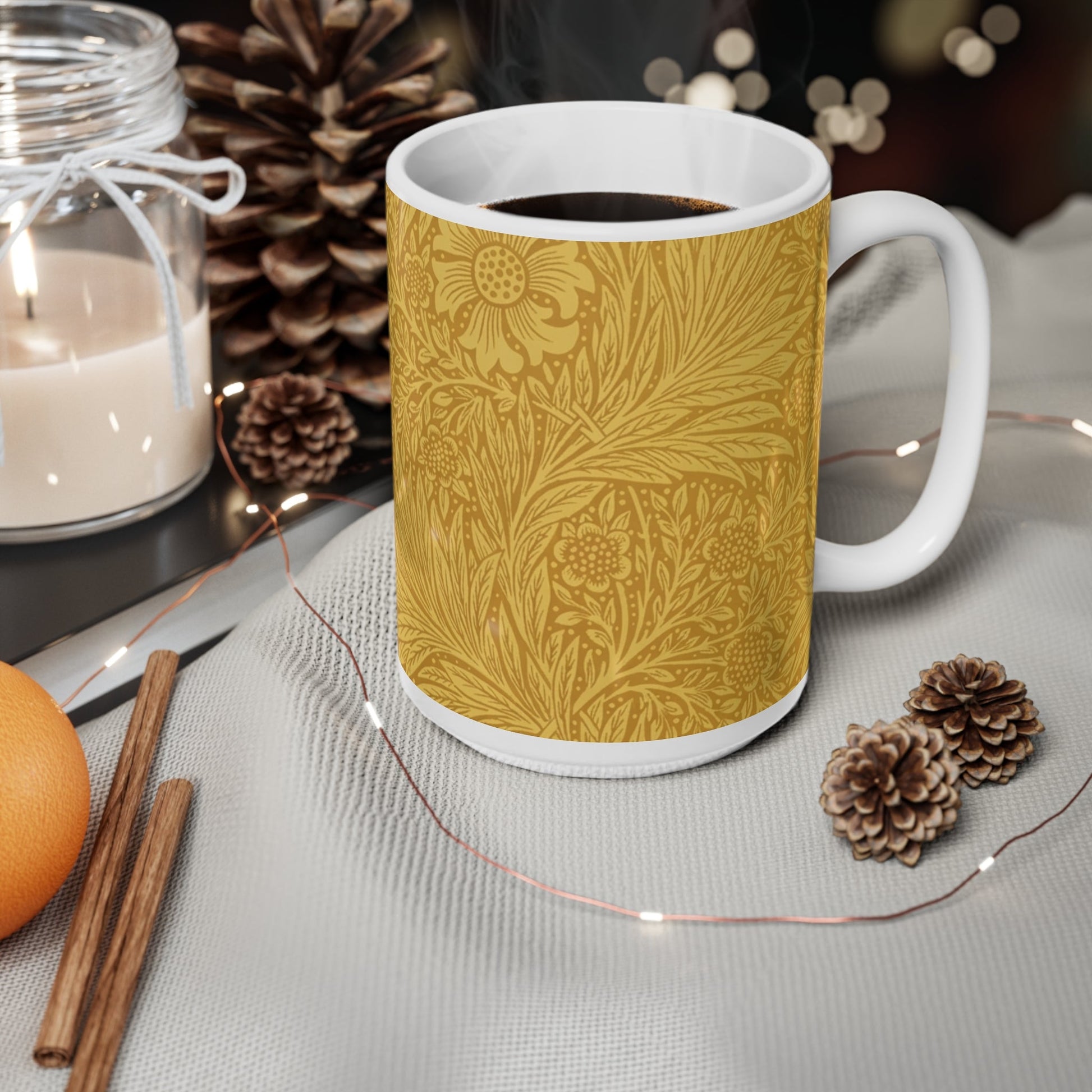 William Morris Marigold Ceramic Coffee Mug — 11oz & 15oz