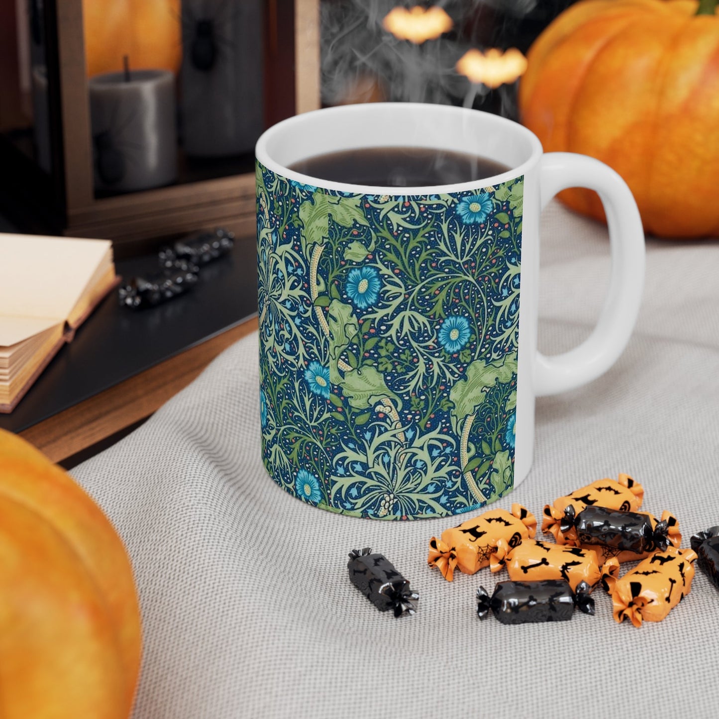 William Morris Seaweed Ceramic Coffee Mug — 11oz & 15oz