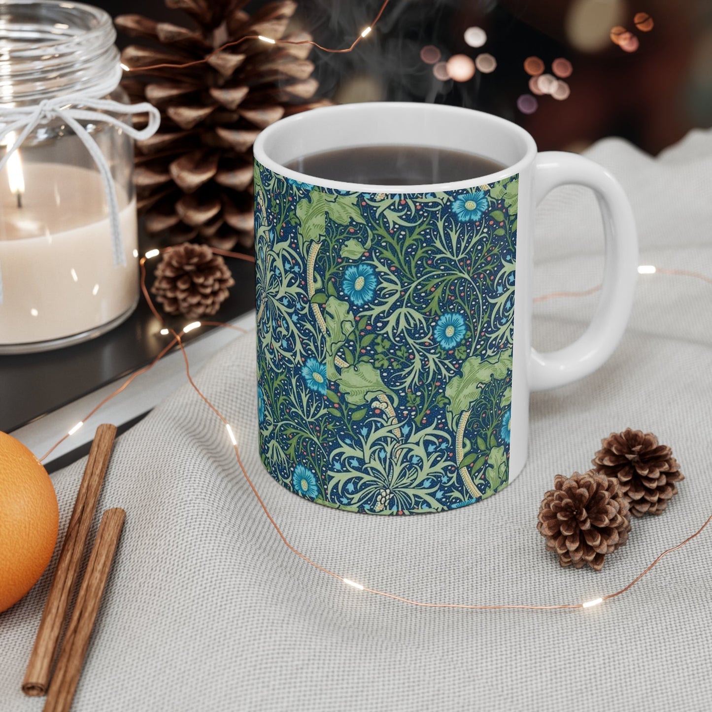 William Morris Seaweed Ceramic Coffee Mug — 11oz & 15oz