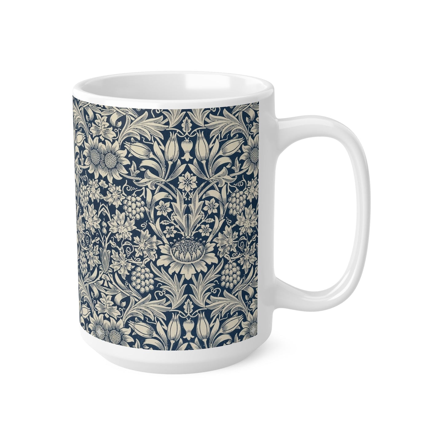 William Morris Sunflower Ceramic Coffee Mug — 11oz & 15oz