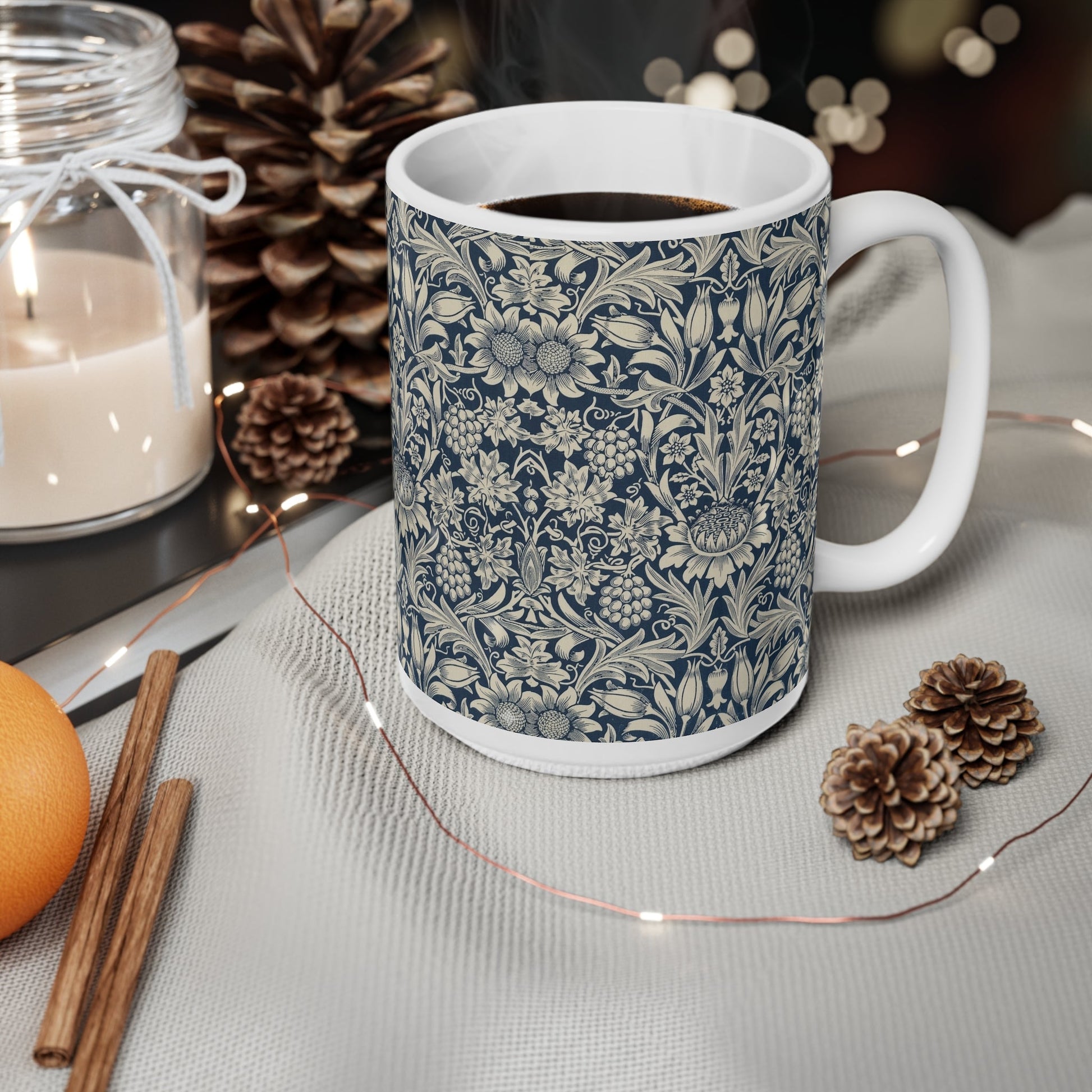 William Morris Sunflower Ceramic Coffee Mug — 11oz & 15oz